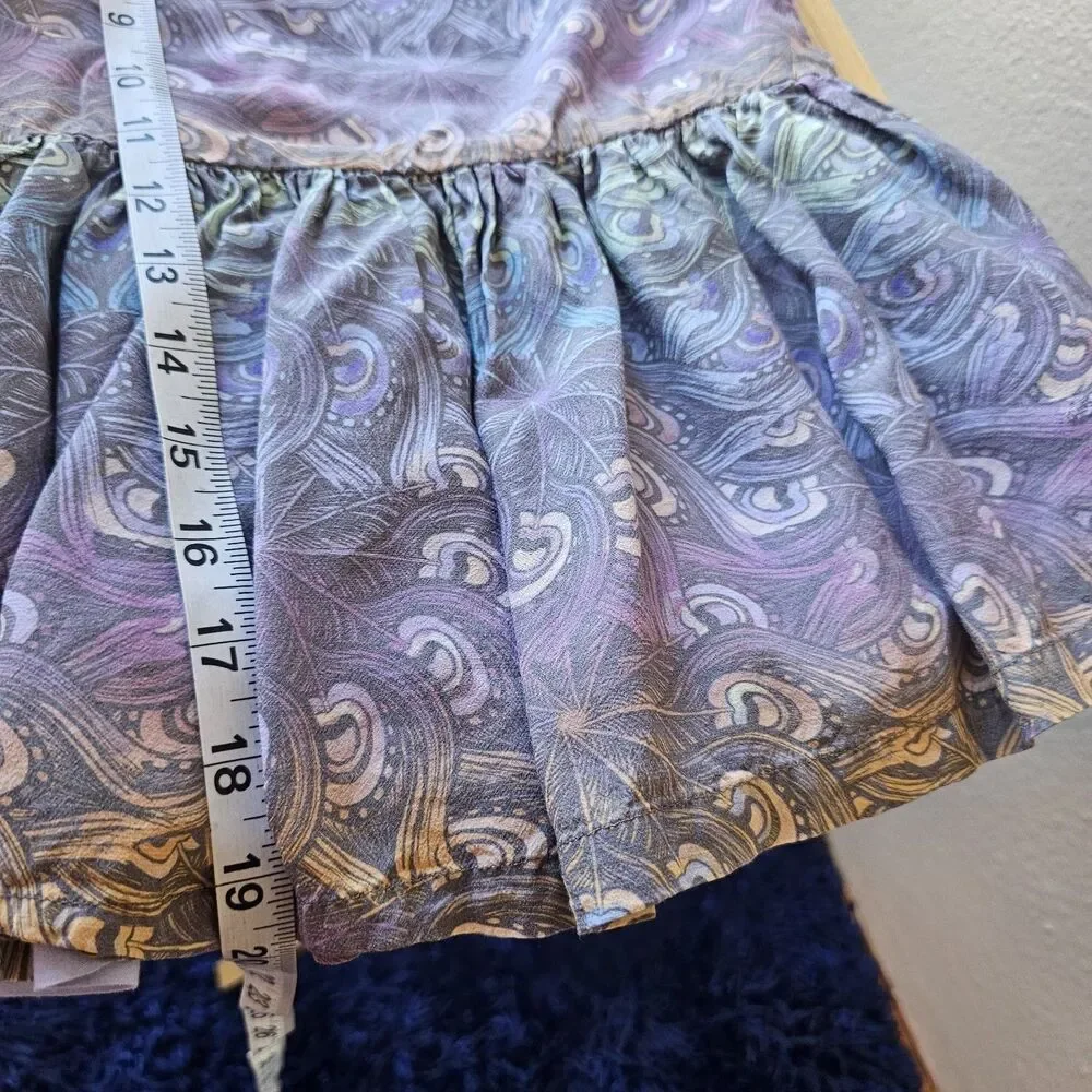Gymboree Girls Size 4 Purple Blue Paisley Print Dress Short Sleeve Rayon CC684